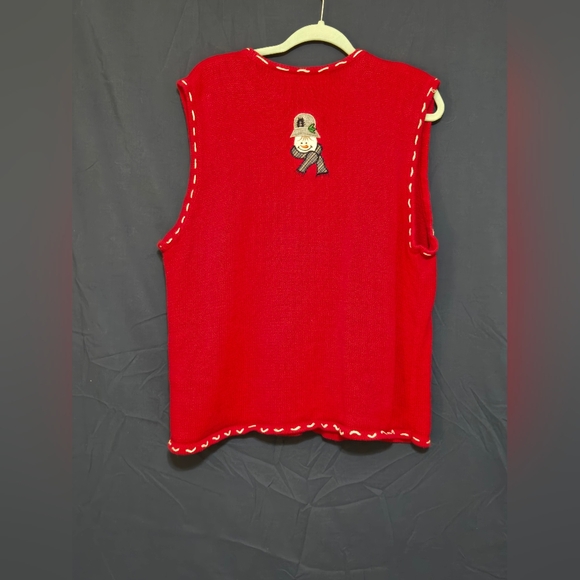 Bobbie Brooks Christmas Holiday Sweater Vest Women’s With Embroidered Snowmen XL - Picture 3 of 7
